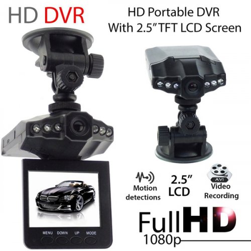 Portable HD camera with LCD screen - in the car