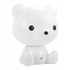 Noční lampička medvídek pro děti stolní lampa do zásuvky bílá dekorativní 3D