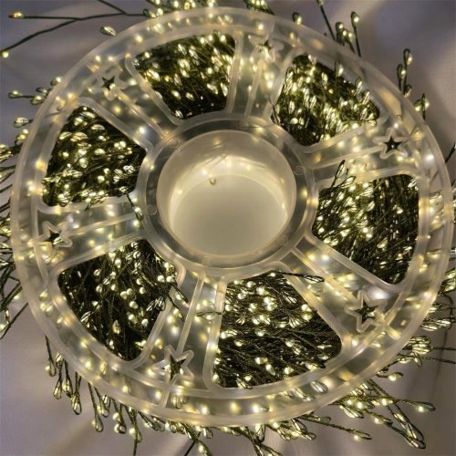 Venkovní vánoční nano řetěz 100 m 3000 LED s časovačem zelený kabel - teplá bílá