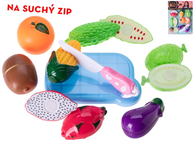Sada 16 kusov ovocia a zeleniny s suchými zipsmi na kartičke