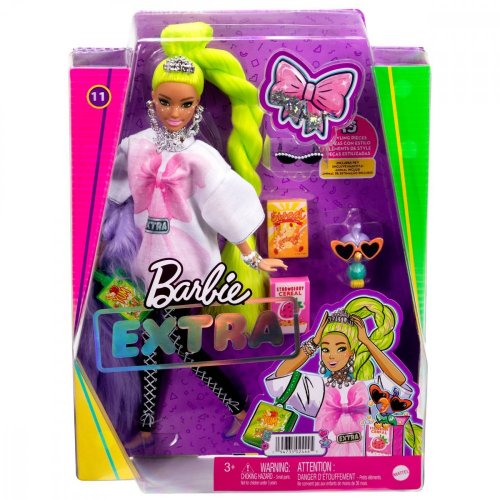 Bábika Barbie Extra od Mattela - s neónovo zelenými vlasmi