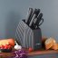 Set of kitchen knives with marble pattern and stand - 8 pcs