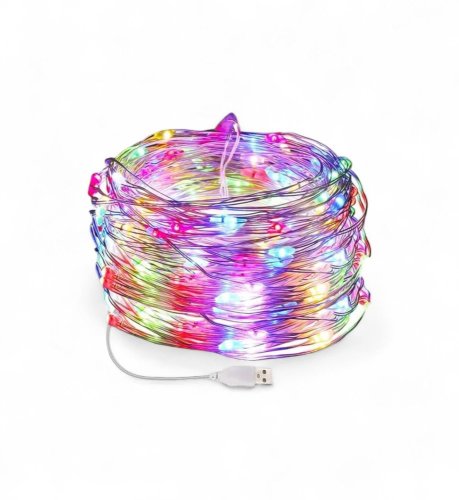 Vnitřní vánoční mikro řetěz 5 m 50 LED USB - barevný