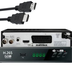 Dekoder DVB-T2 do telewizji naziemnej, USB 5V, Full HD, antena, pilot + kabel HDMI - ER1238