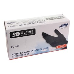 Rękawice nitrylowe SD GLOVE S 100 ks, bezpudrowe, czarne, 3.5