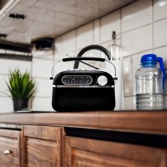 Kuchenne radio retro, przenośne, sieciowe i na baterie, FM/AM, strojenie, głośnik
