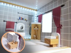 MDF dřevěný domeček pro panenky + nábytek 78cm černý LED