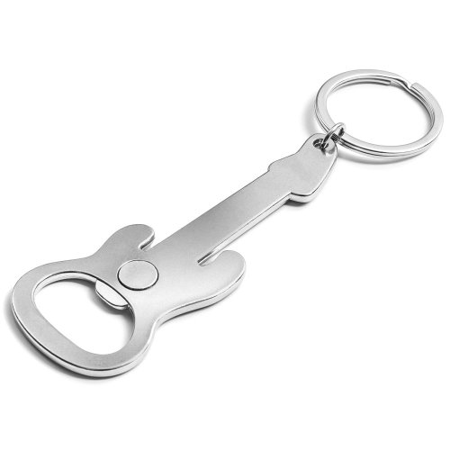 Klíčenka a otvírák na láhve ve tvaru elektrické kytary s magnetem
