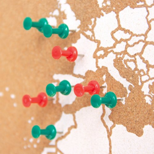 Korková nástěnná mapa světa- přírodní, bílá L