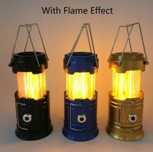 Kempingové svietidlo s nabíjačkou a efektom plameňa