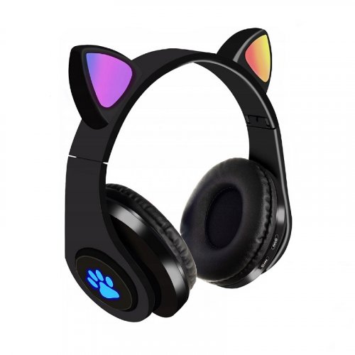 Bezdrôtové slúchadlá s mačacími ušami - B39M, čierna