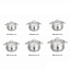 Set of 12 stainless steel pots with glass lids