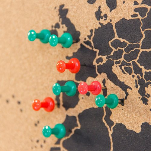 Korková nástěnná mapa světa- přírodní, černá L