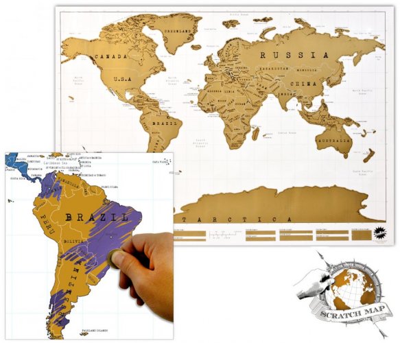 Duża mapa zdrapka świata - biała