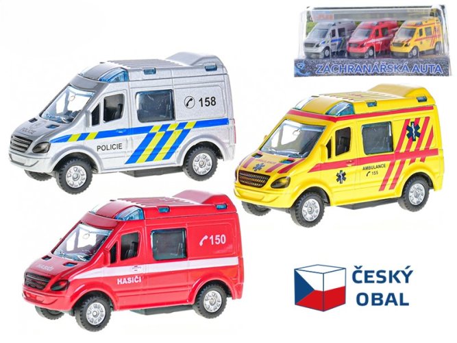 2-Play Traffic zestaw samochodów służb ratowniczych CZ 8 cm metalowe z funkcją cofania 3 sztuki w pudełku