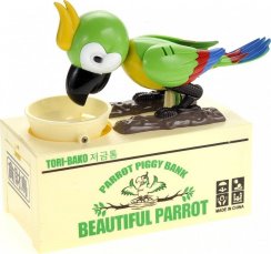 Pokladnička na mince  papoušek - zelená