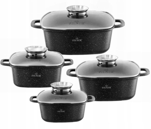 Set of 4 baking pans with marble surface - 8 pcs