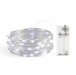 Vnitřní vánoční mikro řetěz 3,5 m 35 LED na baterie - studená bílá