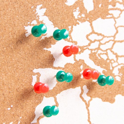 Korková nástenná mapa sveta – prírodná, biela L