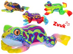 Pluszowa żaba 20 cm na baterie z dźwiękiem, 4 kolory, 0 m+