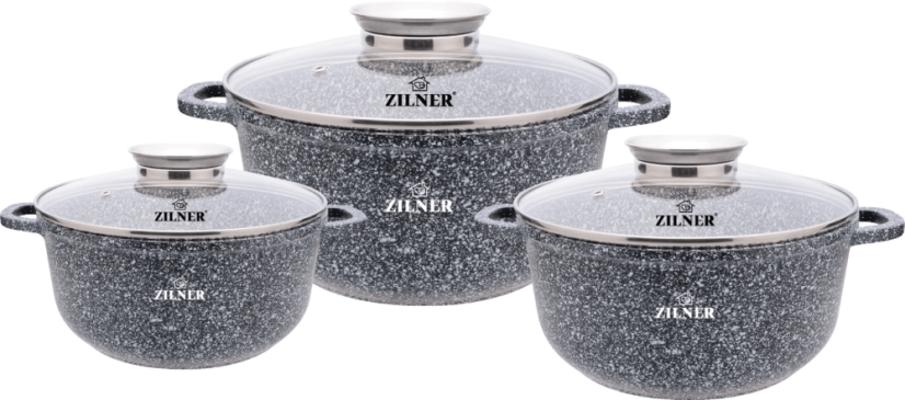 Set of pots with marble surface and accessories - 6pcs