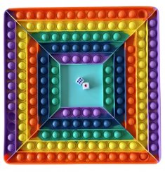 Board game POP IT rainbow with dice - square
