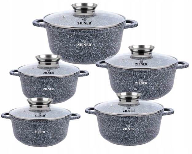 Set of marble pots - 5pcs