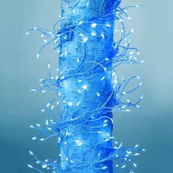 Venkovní vánoční nano řetěz 10 m 300 LED se záblesky s časovačem průhledný kabel - modrá