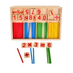 Wooden educational abacus with chopsticks