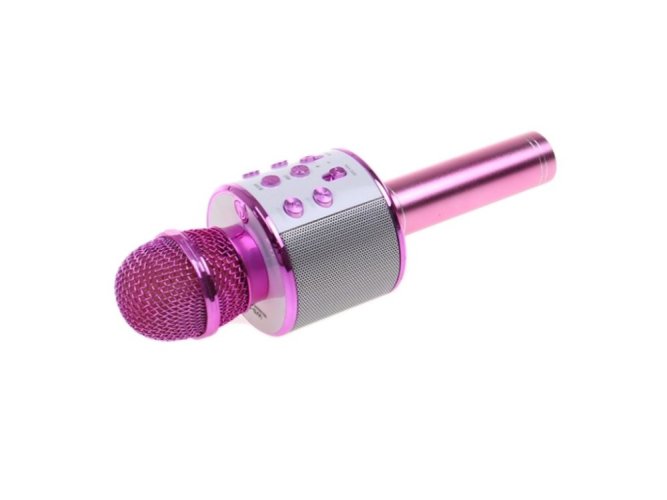 Bezdrátový karaoke mikrofon WS 858 - Růžový