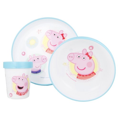 non slip 3pcs bicolor premium set plate bowl tumbler 260 ml bicolor premium anti slip peppa pig core (1)