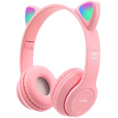 Dětská bezdrátová sluchátka Bluetooth LED RGB s kočičíma ušima