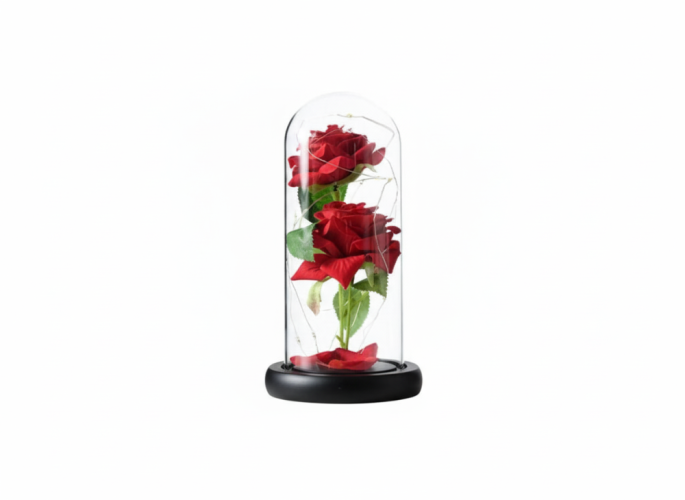 Večná ruža v skle s LED svetlom