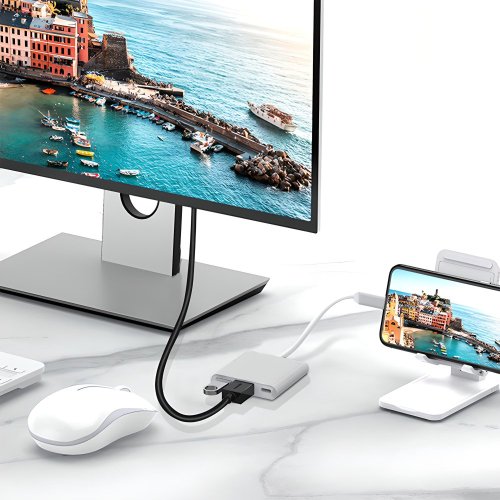 Adaptér 3v1 USB-C 4K HDMI, hub USB 3.0 E379