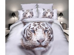 3D Microsatene bed linen WHITE TYGR - light 140x200 and 70x90cm