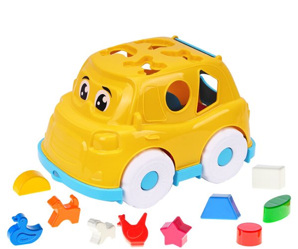 Auto vkládačka 2v1 Geometrické tvary a zvířátka, více druhů