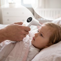 Bezkontaktní infračervený teploměr, medicínský, LCD, alarm horečky, do ucha i na čelo – ER991