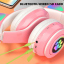 Bezdrôtové slúchadlá s mačacími ušami - K6133, ružové