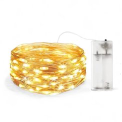 Vnitřní vánoční mikro řetěz 3,5 m 35 LED na baterie - teplá bílá