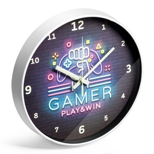 GAMING wall clock - glows in the dark