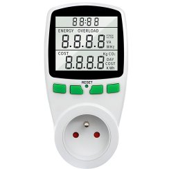 Digitální wattmetr – měřič spotřeby energie do zásuvky, LCD