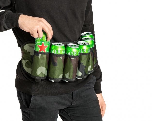 Beer belt military camouflage - 6 pockets