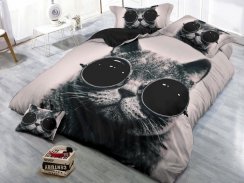 3D Microsatene bed linen HIPSTER CAT - 140x200 and 70x90cm