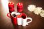 Romantic red and white ceramic cups
