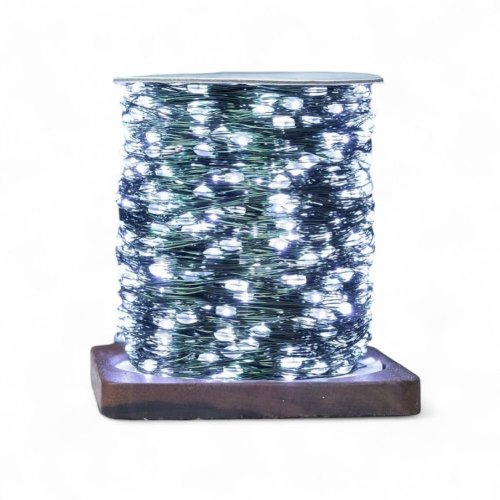 Venkovní vánoční mikro řetěz 50 m 500 LED zelený kabel - studená bílá