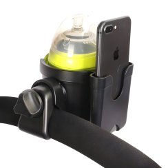 Univerzální držák 2v1 na kočárek pro láhev, hrnek a telefon