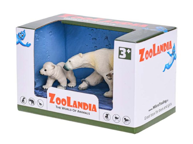 Zoolandia ľadový medveď s mláďatami v krabici