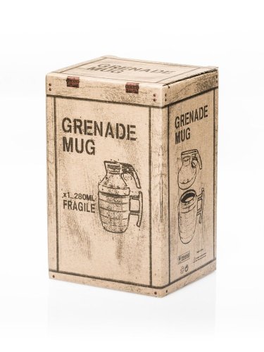 Grenade-shaped mug with round spout - BLACK