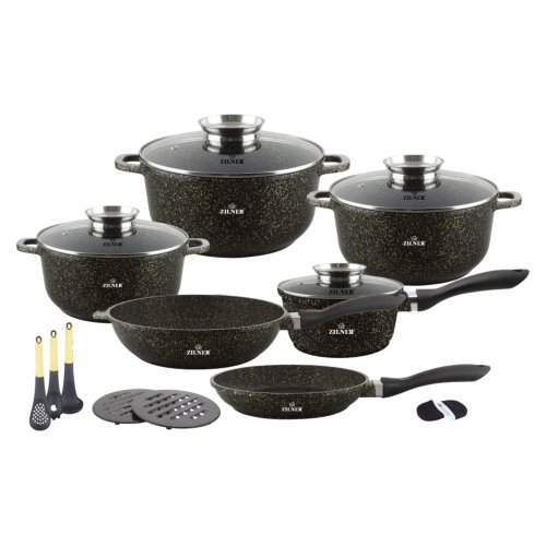 Set of marble pots and pans - 17pcs