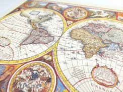 Mapa świata w stylu retro autorstwa Johna Speeda, 1651